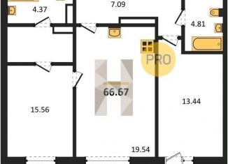 Продается 2-комнатная квартира, 66.6 м2, Воронеж, Ленинский район