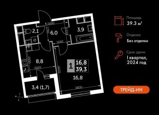 Продается 1-ком. квартира, 39.3 м2, посёлок Развилка, Римский проезд, 13