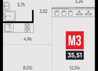 Двухкомнатная квартира на продажу, 35.5 м2, Иркутск, Октябрьский округ