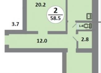 Продается 2-ком. квартира, 60.1 м2, Красноярск, проспект 60 лет Образования СССР, 48