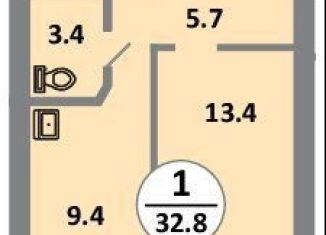 Продаю 1-комнатную квартиру, 32.8 м2, Красноярский край, проспект 60 лет Образования СССР, 48