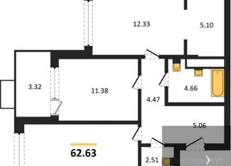 Продаю 2-комнатную квартиру, 62.6 м2, Воронеж, набережная Чуева, 7, Железнодорожный район