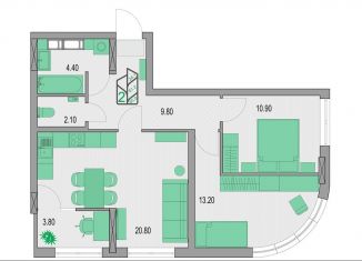 Продажа 2-ком. квартиры, 65 м2, Нижний Новгород, метро Двигатель Революции, проспект Гагарина, 144