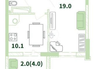 Продается 1-комнатная квартира, 40 м2, село Мирное, улица Крымской Весны, 4к2