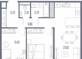 Продажа 2-комнатной квартиры, 67.5 м2, Санкт-Петербург, метро Василеостровская