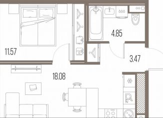 Продам 1-комнатную квартиру, 38 м2, Санкт-Петербург, муниципальный округ Гавань