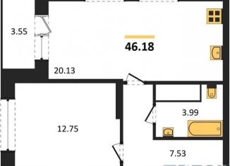 Продается 1-комнатная квартира, 46.2 м2, Воронеж, Ленинский район