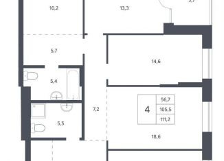 Продам четырехкомнатную квартиру, 111.2 м2, Новосибирская область, Красный проспект, 236