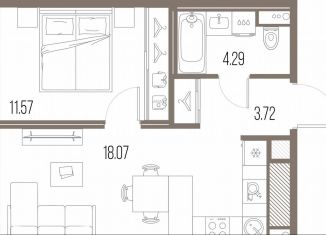 Продается 1-ком. квартира, 37.7 м2, Санкт-Петербург, метро Василеостровская