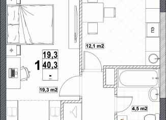 1-комнатная квартира на продажу, 40.3 м2, Нижний Новгород