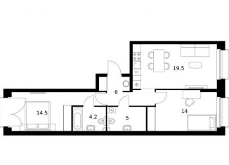 Продается двухкомнатная квартира, 63.2 м2, Казань