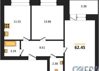 Продажа двухкомнатной квартиры, 62.4 м2, Воронеж, Советский район, улица Курчатова, 26Б