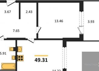 Продается 1-ком. квартира, 49.3 м2, Воронеж, набережная Чуева, 7, Железнодорожный район