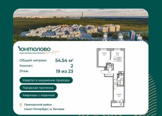 Продается 2-комнатная квартира, 54.5 м2, Санкт-Петербург, муниципальный округ Лахта-Ольгино, Ивинская улица, 1к1