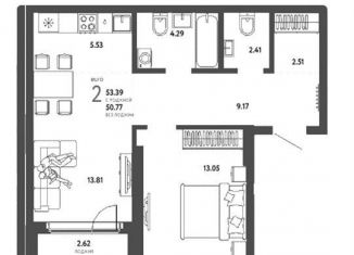 Продам 2-ком. квартиру, 53.4 м2, Новосибирск, метро Заельцовская