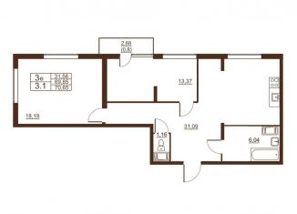 Продается 3-ком. квартира, 70.7 м2, посёлок Шушары