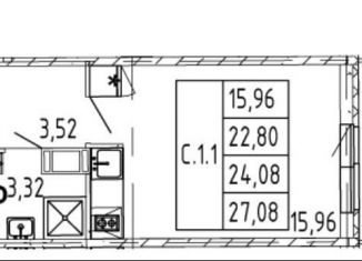 Продаю квартиру студию, 23.4 м2, Мурино, Ручьёвский проспект, 14