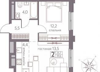 Продажа 2-комнатной квартиры, 39.6 м2, Пермь, ЖК Погода, Серебристая улица, 3