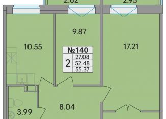 Продам 2-ком. квартиру, 55.4 м2, Ленинградская область