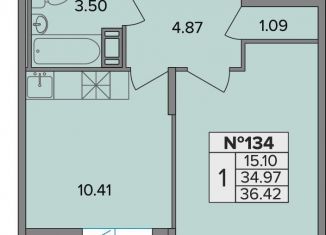 Продаю однокомнатную квартиру, 36.4 м2, посёлок Шушары