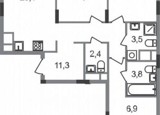 Продаю 3-комнатную квартиру, 87.3 м2, Московская область