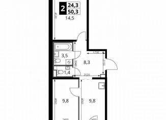 Продажа двухкомнатной квартиры, 50.3 м2, Смоленская область, Киевское шоссе, 1