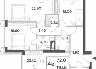 4-комнатная квартира на продажу, 110.8 м2, Москва, район Раменки, проспект Генерала Дорохова, вл1к1