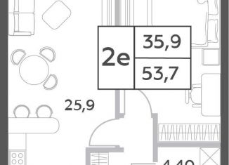 Продаю 2-комнатную квартиру, 53.7 м2, Москва, проспект Генерала Дорохова, вл1к1, ЖК Вилл Тауэрс