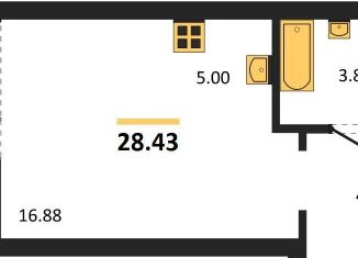 Продажа квартиры студии, 28.4 м2, Новосибирск, Калининский район, улица Краузе, 31