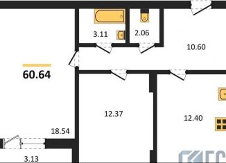 2-комнатная квартира на продажу, 60.6 м2, Воронеж, Коминтерновский район, улица Лидии Рябцевой, 42