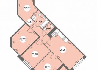 Трехкомнатная квартира на продажу, 81 м2, Санкт-Петербург, муниципальный округ Южно-Приморский