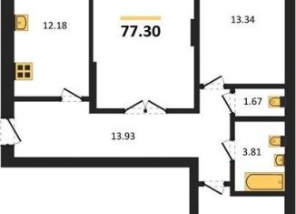 Продажа 3-комнатной квартиры, 77.3 м2, Воронеж, улица Лидии Рябцевой, 42