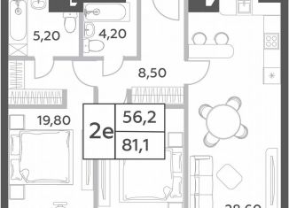 3-ком. квартира на продажу, 81.1 м2, Москва, ЖК Вилл Тауэрс, проспект Генерала Дорохова, вл1к1