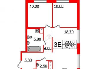 Продам 2-комнатную квартиру, 57.5 м2, Санкт-Петербург, улица Шостаковича, 3к1, метро Озерки