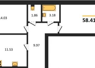 Продается 2-комнатная квартира, 58.4 м2, Воронежская область, улица Лидии Рябцевой, 42