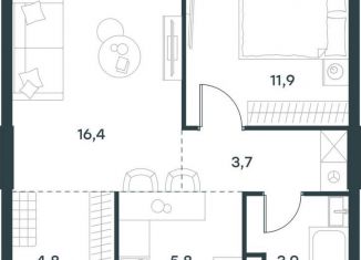 Продам двухкомнатную квартиру, 46.5 м2, Москва, метро Новые Черёмушки, Профсоюзная улица, 2/22