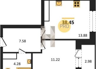 Продаю однокомнатную квартиру, 38.4 м2, Воронеж, Ленинский район