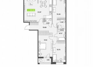 Продаю 3-ком. квартиру, 104.2 м2, Санкт-Петербург, метро Звёздная