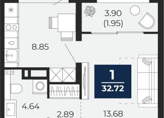 1-комнатная квартира на продажу, 32.7 м2, Тюмень