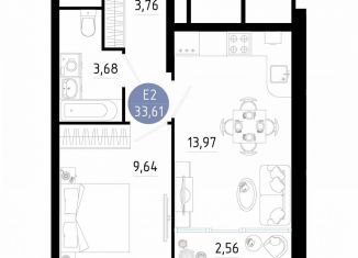 1-ком. квартира на продажу, 33.6 м2, Рязань