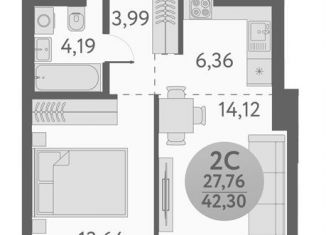 Продается 2-комнатная квартира, 42.3 м2, Новосибирск