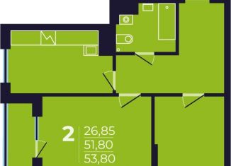 Продается 1-комнатная квартира, 53.8 м2, Уфа, Ленинский район