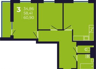 2-ком. квартира на продажу, 60.9 м2, Уфа, Ленинский район