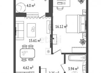 Продаю двухкомнатную квартиру, 42.5 м2, Тюмень, Центральный округ