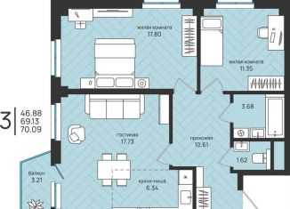 Продажа 3-комнатной квартиры, 70.1 м2, Архангельская область