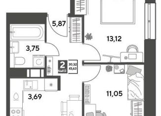 Продажа 2-ком. квартиры, 43.6 м2, Московская область