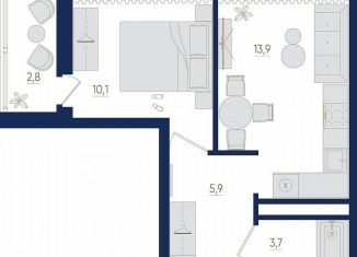 1-ком. квартира на продажу, 34.3 м2, Уфа, Дёмский район