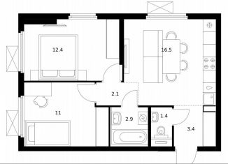 Продается 2-комнатная квартира, 49.7 м2, Московская область