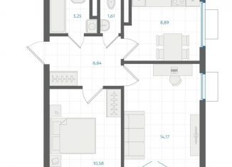 2-ком. квартира на продажу, 45.6 м2, Екатеринбург, Ленинский район