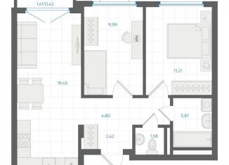 Продажа 2-комнатной квартиры, 53.7 м2, Екатеринбург, Ленинский район